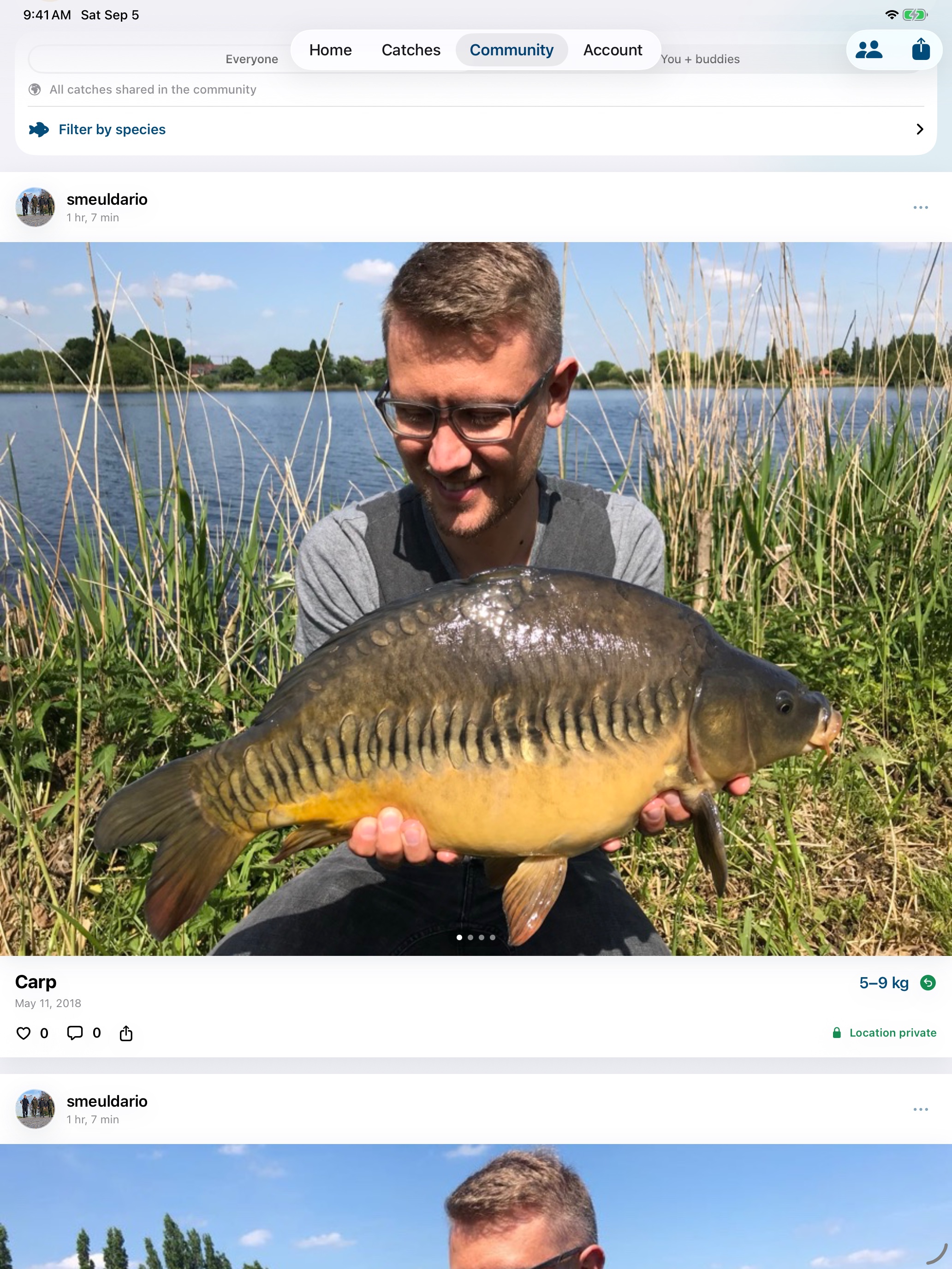 Hooked by CatchBuddies Community on an iPad with publicly shared catch photos